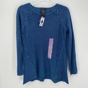 New DESIGN HISTORY Sweater Knit Vintage Blue Knit Long Sleeve Women's Small